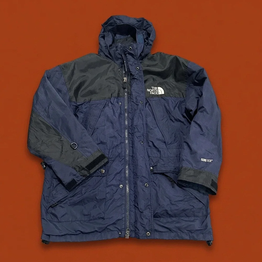 Vintage 90s The North Face Gore-Tex Mountain Light Jacket Navy Blue Black Mens L